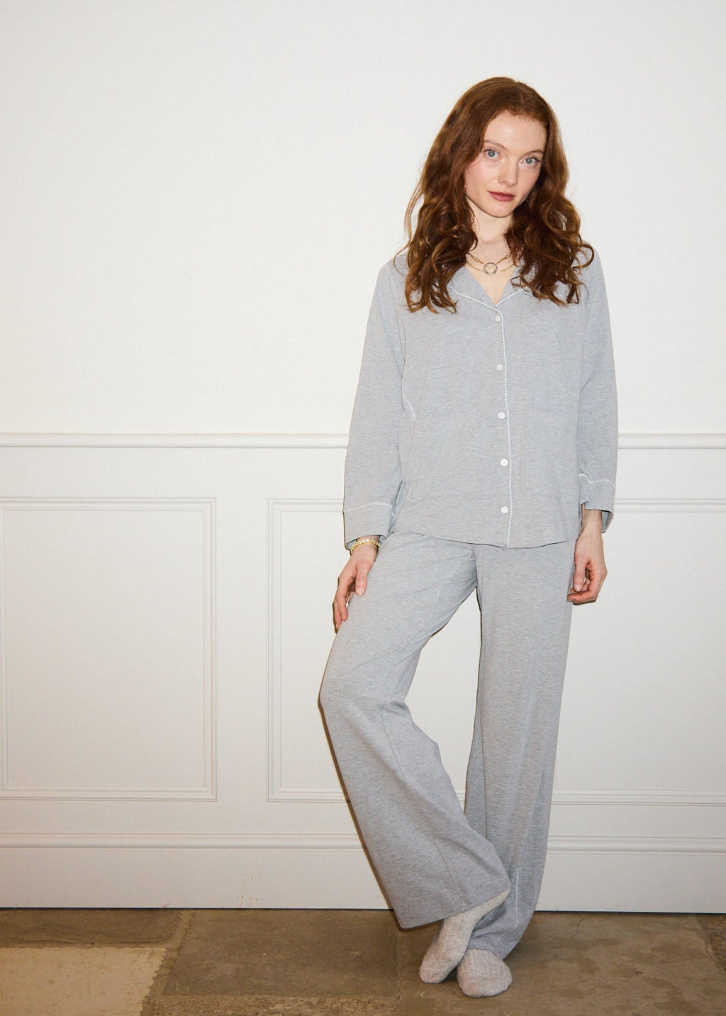 Soft Grey Marl Modal Cotton Luxury Pyjama Set