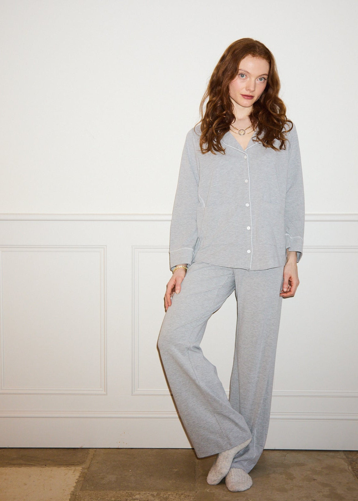Soft Grey Marl Modal Cotton Luxury Pyjama Set