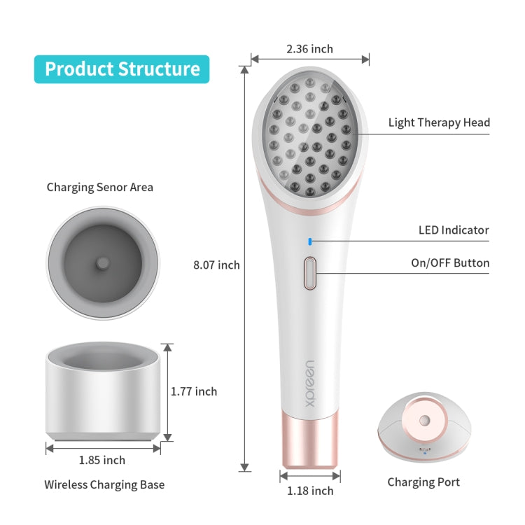 Wireless Rechargeable Acne Treatment Device with Blue and Red Light - XPREEN XPRE052 (White)