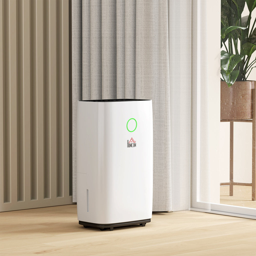 HOMCOM 20L/Day Portable Dehumidifier for Home, with LED Screen, Sleep Mode, 24H Timer, Electric Air Dehumidifier for Damp Laundry Bedroom Basement