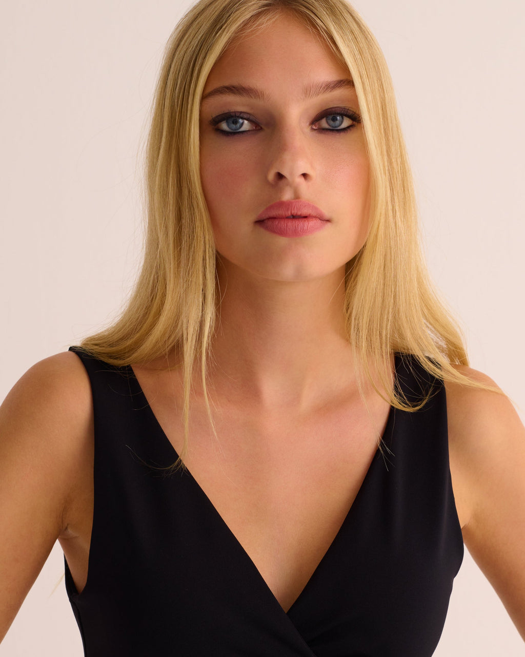 Soft Sculpt Hi-Stretch Wrap Dress in Black