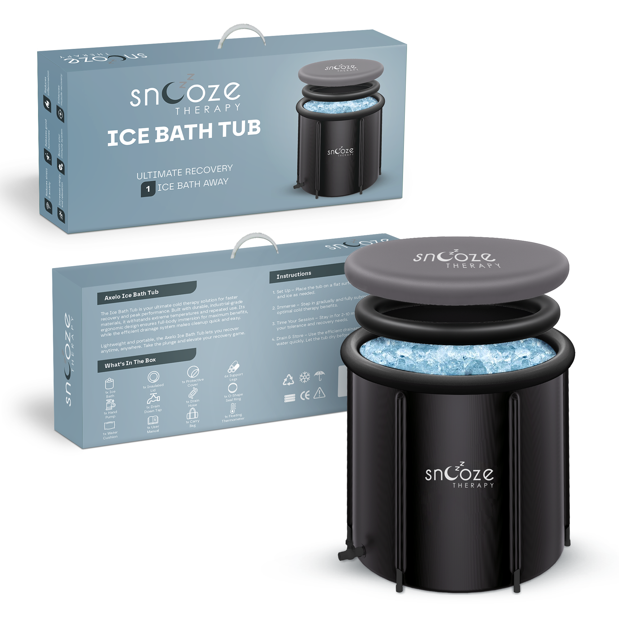 Snooze Therapy 3-in-1 Portable Ice Bath Pod 420L for Cold Water Recovery