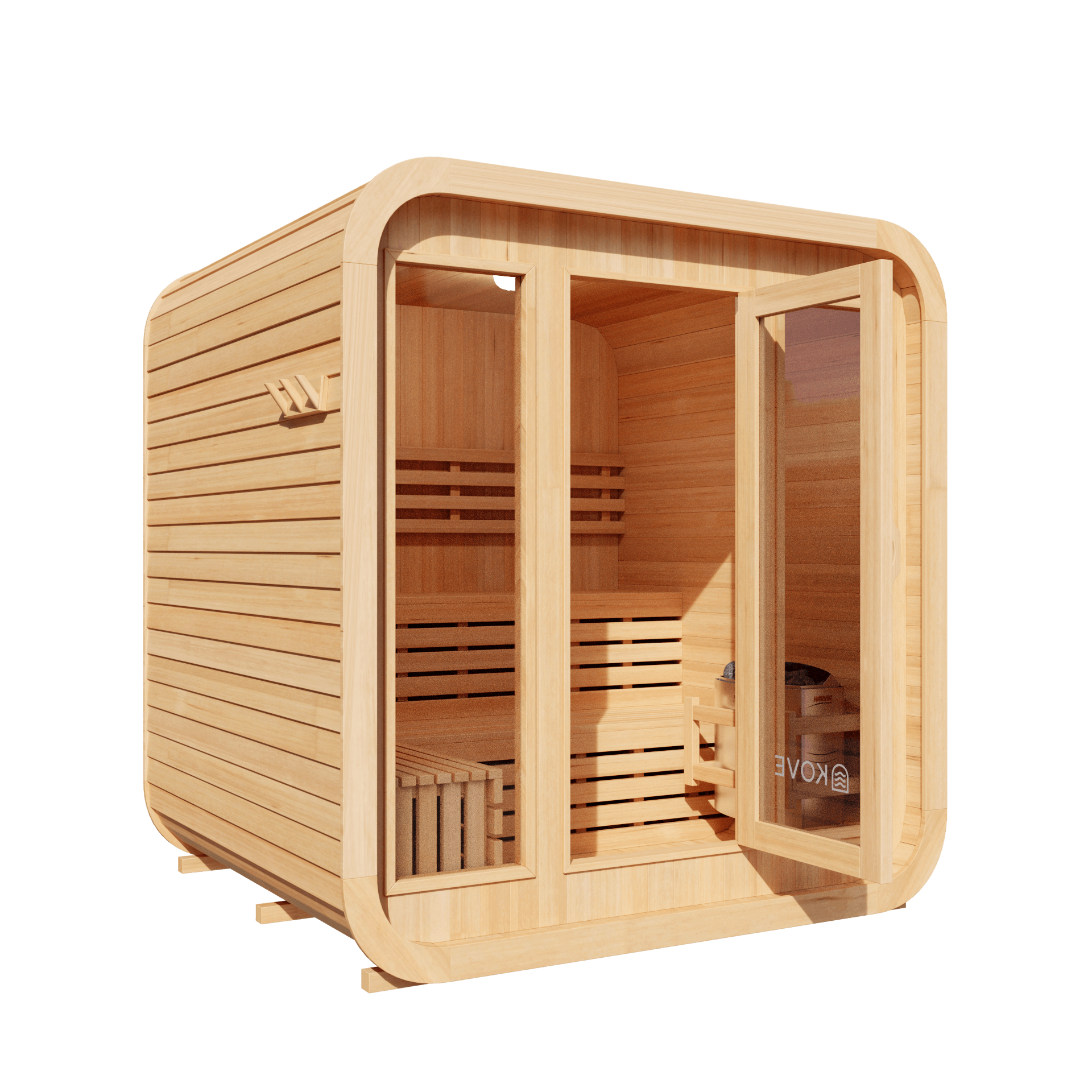 KOVE Cube Sauna – 3–4 Person Premium Outdoor Sauna with 6kW Heater