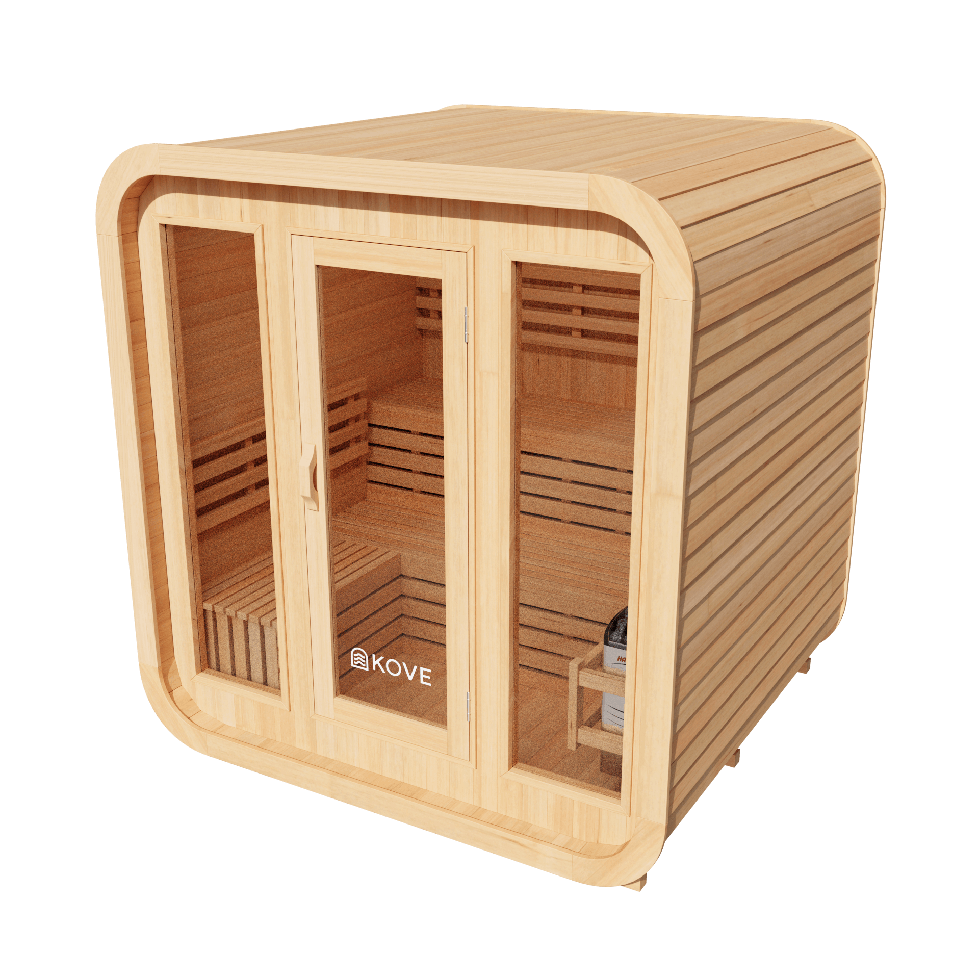 KOVE Cube Sauna – 3–4 Person Premium Outdoor Sauna with 6kW Heater