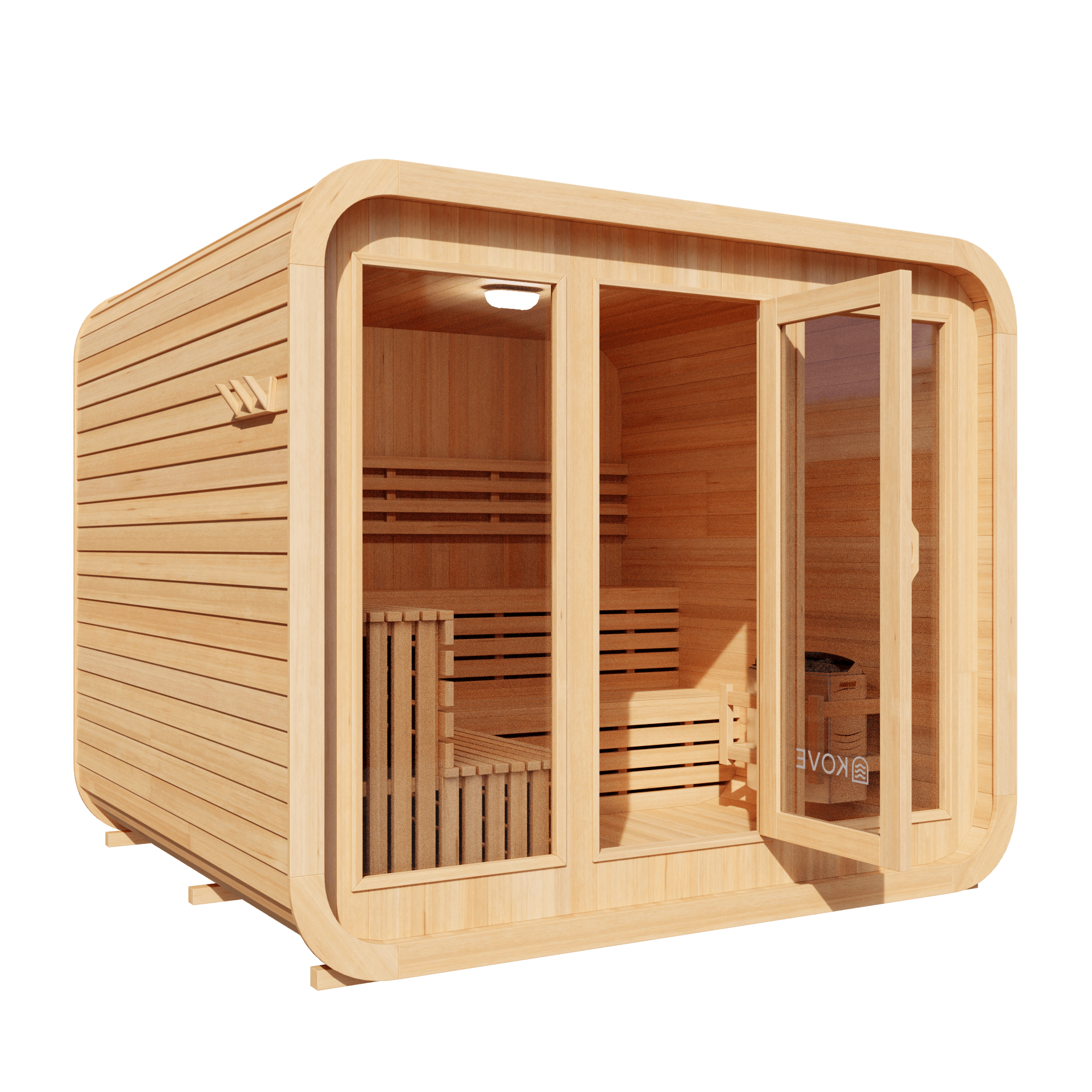 KOVE Cube Sauna – 5–6 Person Premium Outdoor Sauna with 8kW Heater