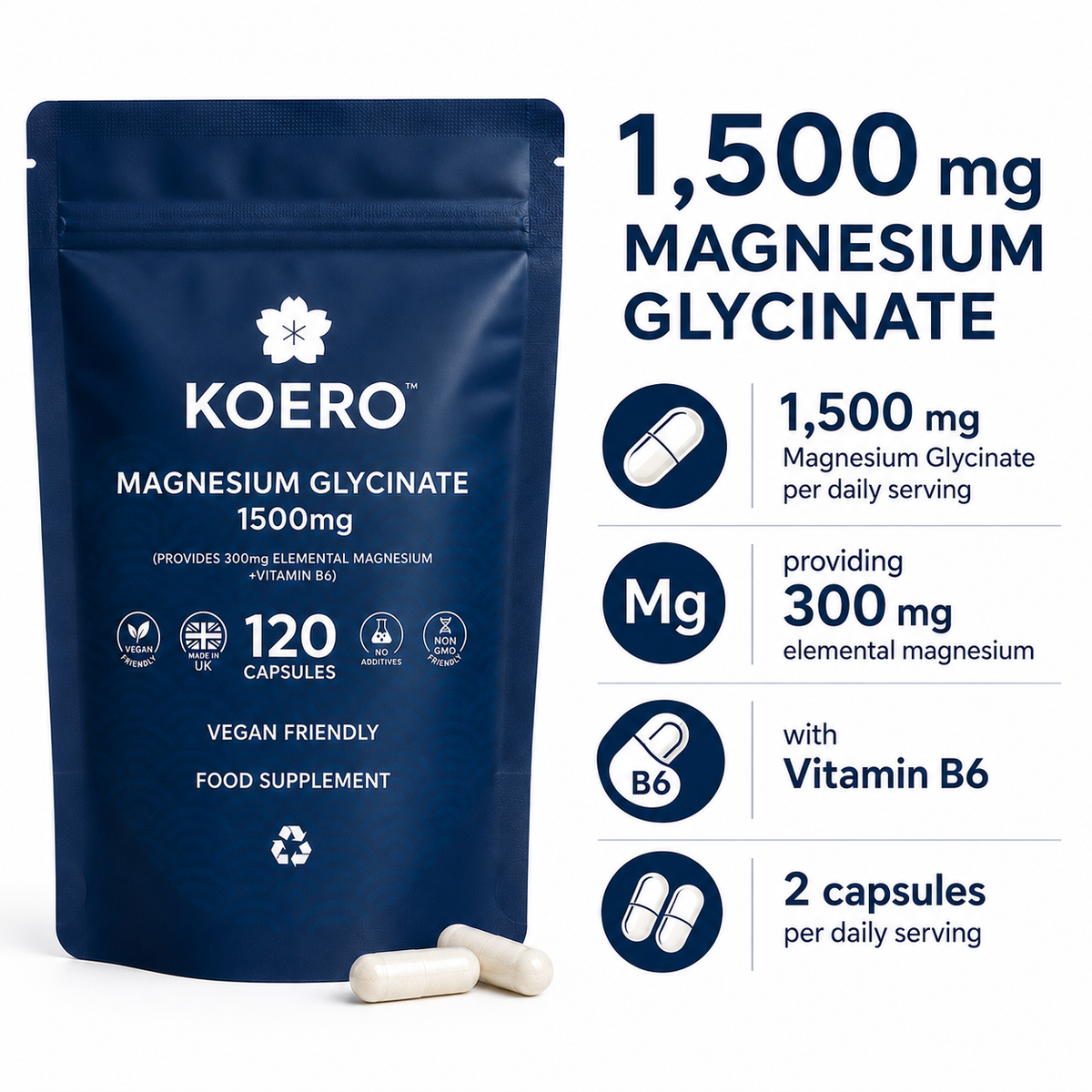 Magnesium Glycinate + B6 supplements info