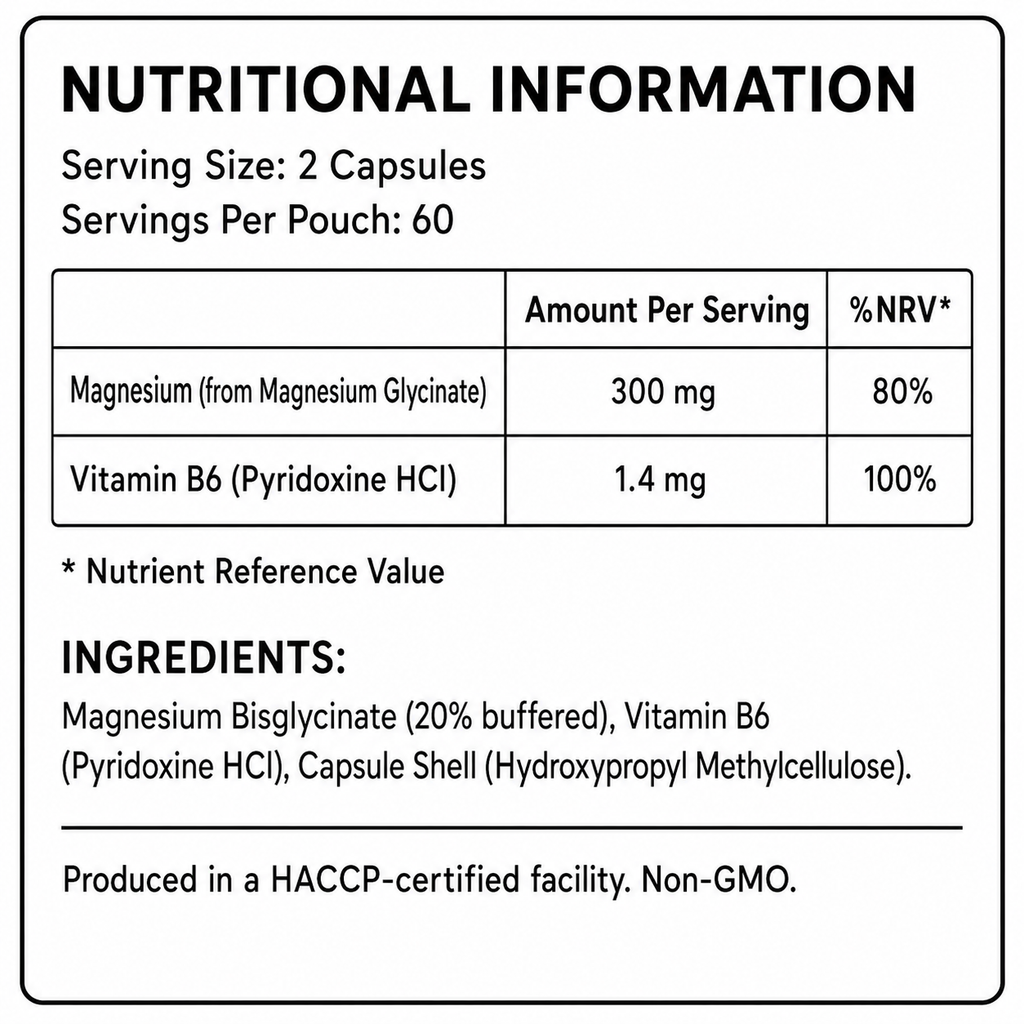 Magnesium Glycinate + B6 supplements ingredients