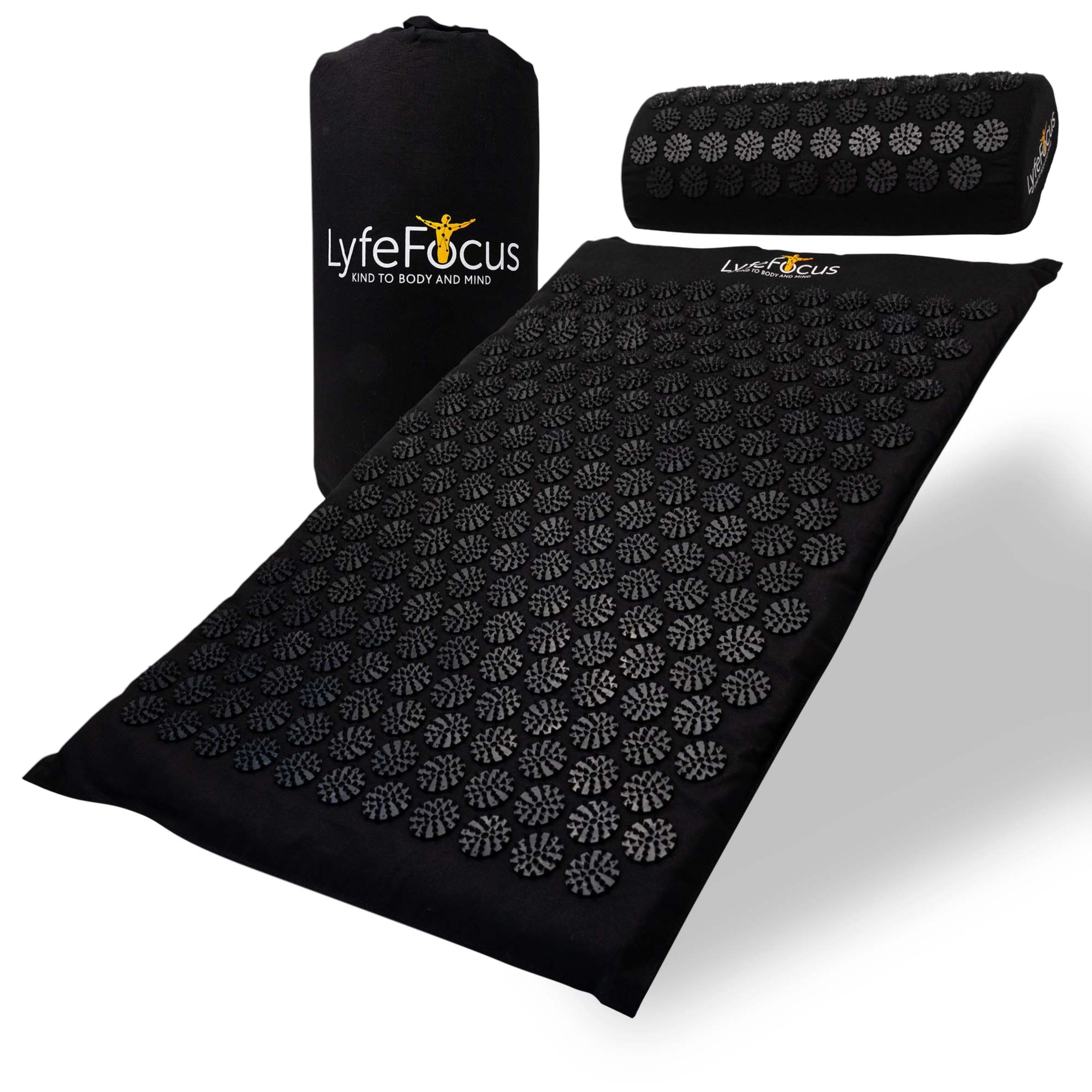 LyfeFocus Acupressure Mat & Pillow Set – Black