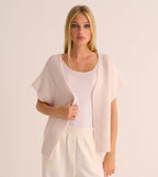 Ivory Alpaca Short Sleeve Knit Shrug