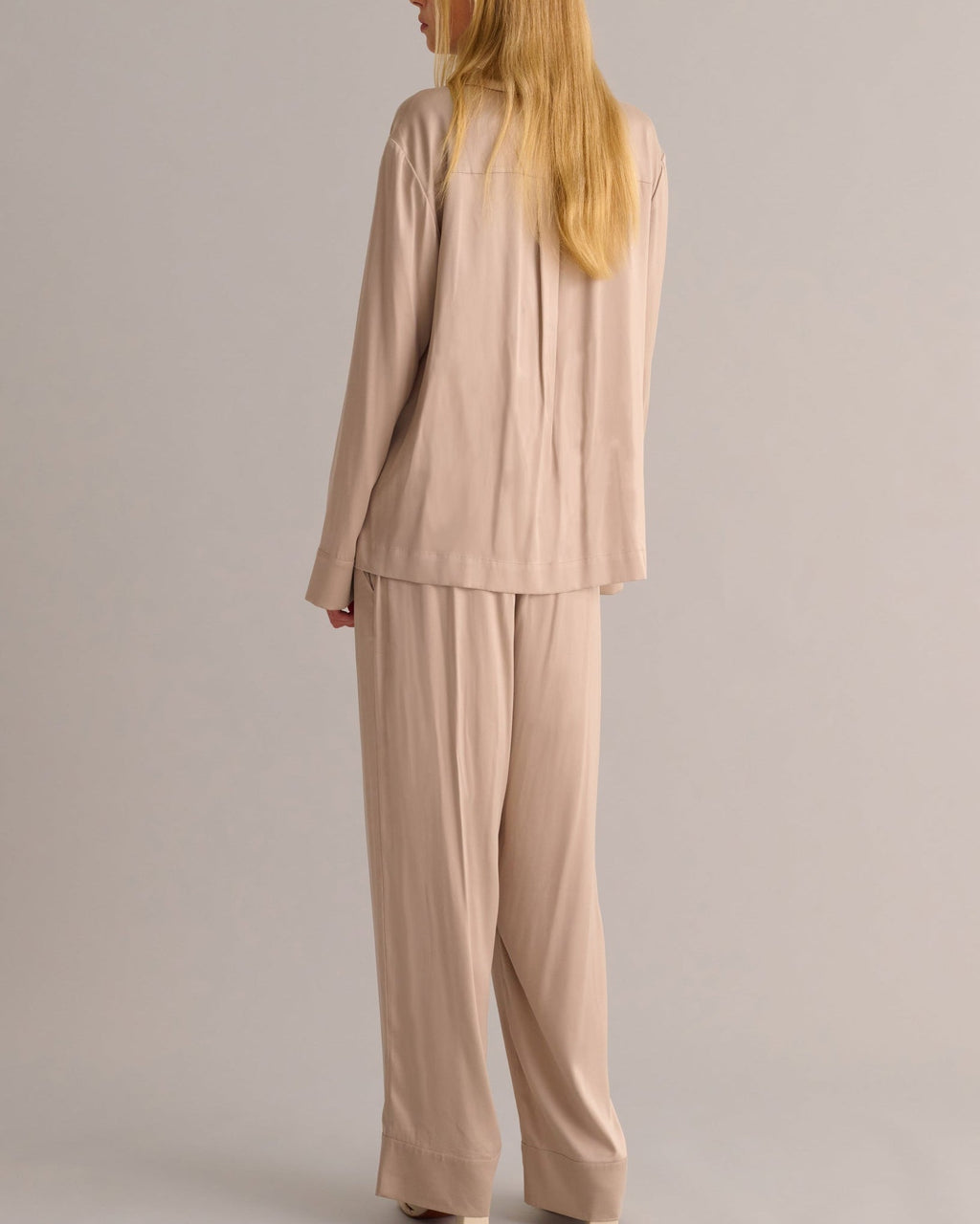 Classic Silk Pyjama Set - Blush Beige