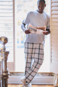 Men's Grey Marl Cotton Modal Top and Grey Check Pyjama Set