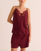 Washable Organic Stretch Silk Camisole & Shorts Set - Merlot