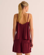 Washable Organic Stretch Silk Camisole & Shorts Set - Merlot