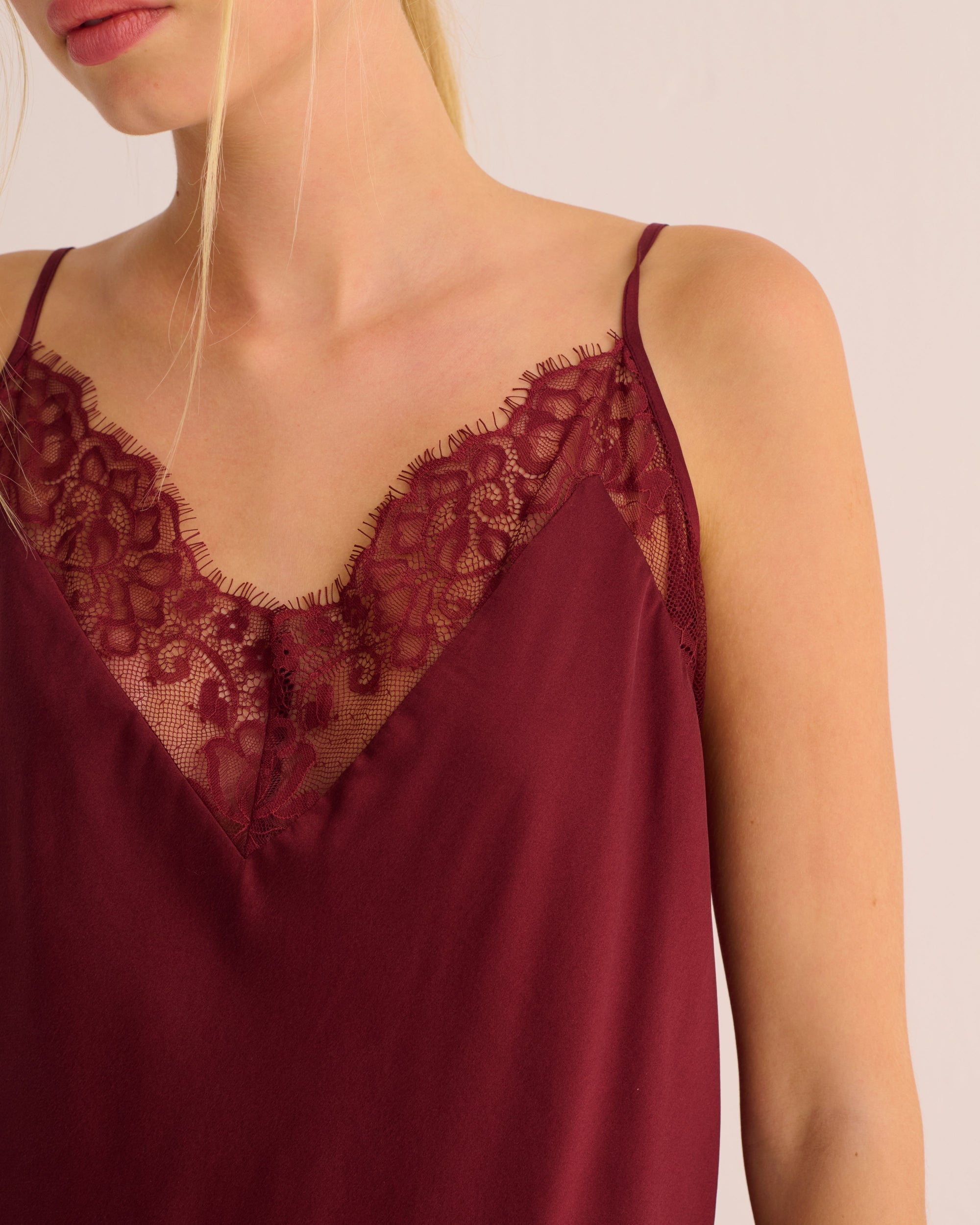 Washable Organic Stretch Silk Camisole & Shorts Set - Merlot