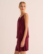 Washable Organic Stretch Silk Camisole & Shorts Set - Merlot