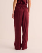 Washable Organic Stretch Silk Retro Shirt and Bottoms Set - Merlot