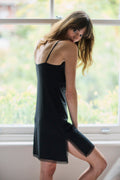 Women's Black Modal Lace Trim Nightdress