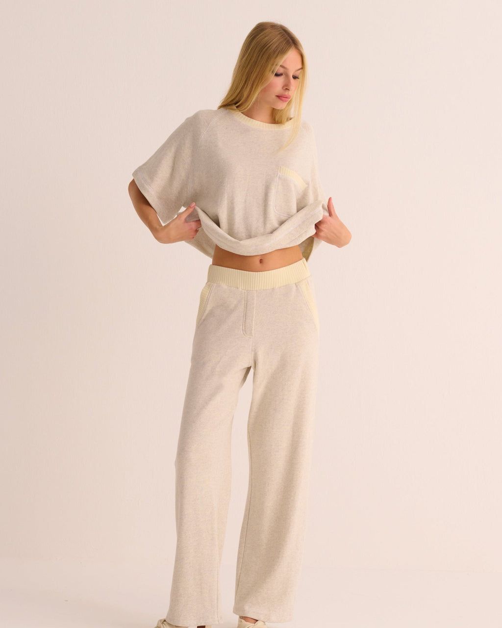 Cream Marl Organic Cotton Lounge Set – Sweatshirt & Joggers