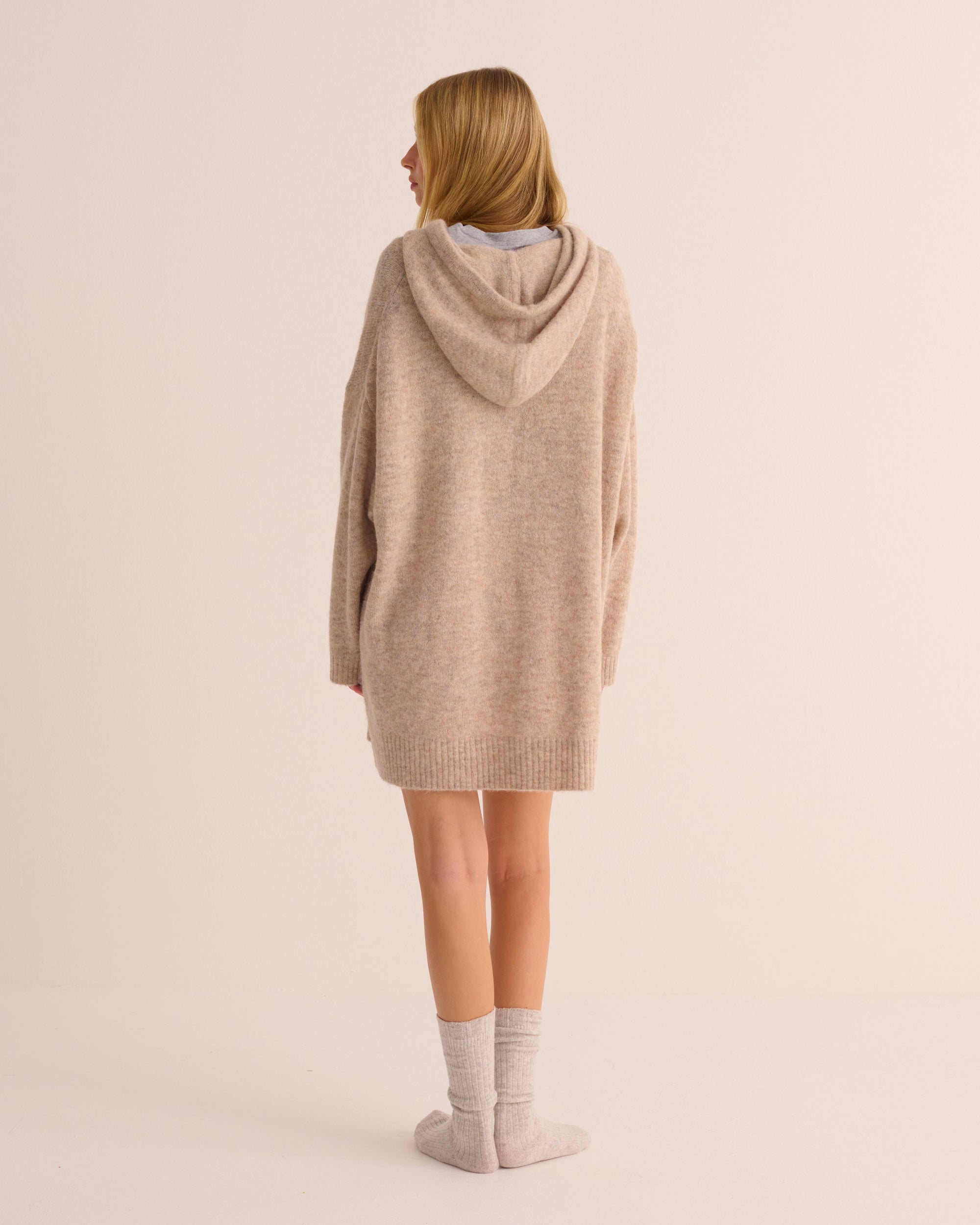 Oatmeal Alpaca Wool Longline Jumper Dress