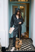 Washable Organic Stretch Silk Bomber Jacket - Black