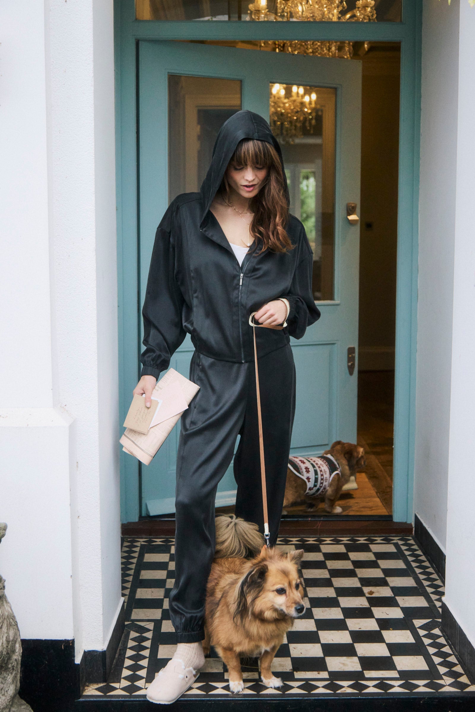 Washable Organic Stretch Silk Bomber Jacket - Black