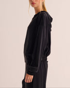 Washable Organic Stretch Silk Bomber Jacket - Black