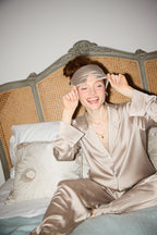 Soft Beige Silk Sleep Mask for Restful Sleep
