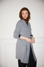 Luxury Pure Cashmere Robe in Silver Grey