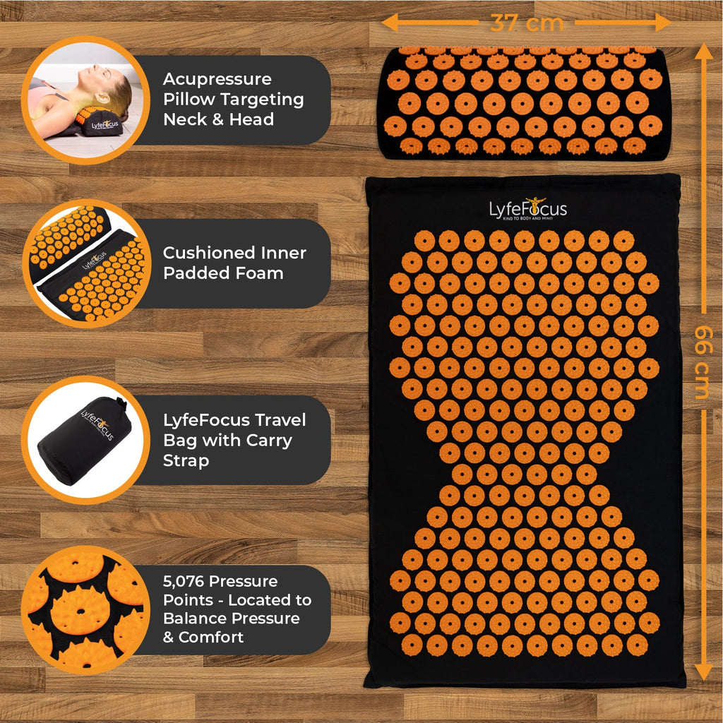 LyfeFocus Acupressure Mat & Pillow Set – Orange