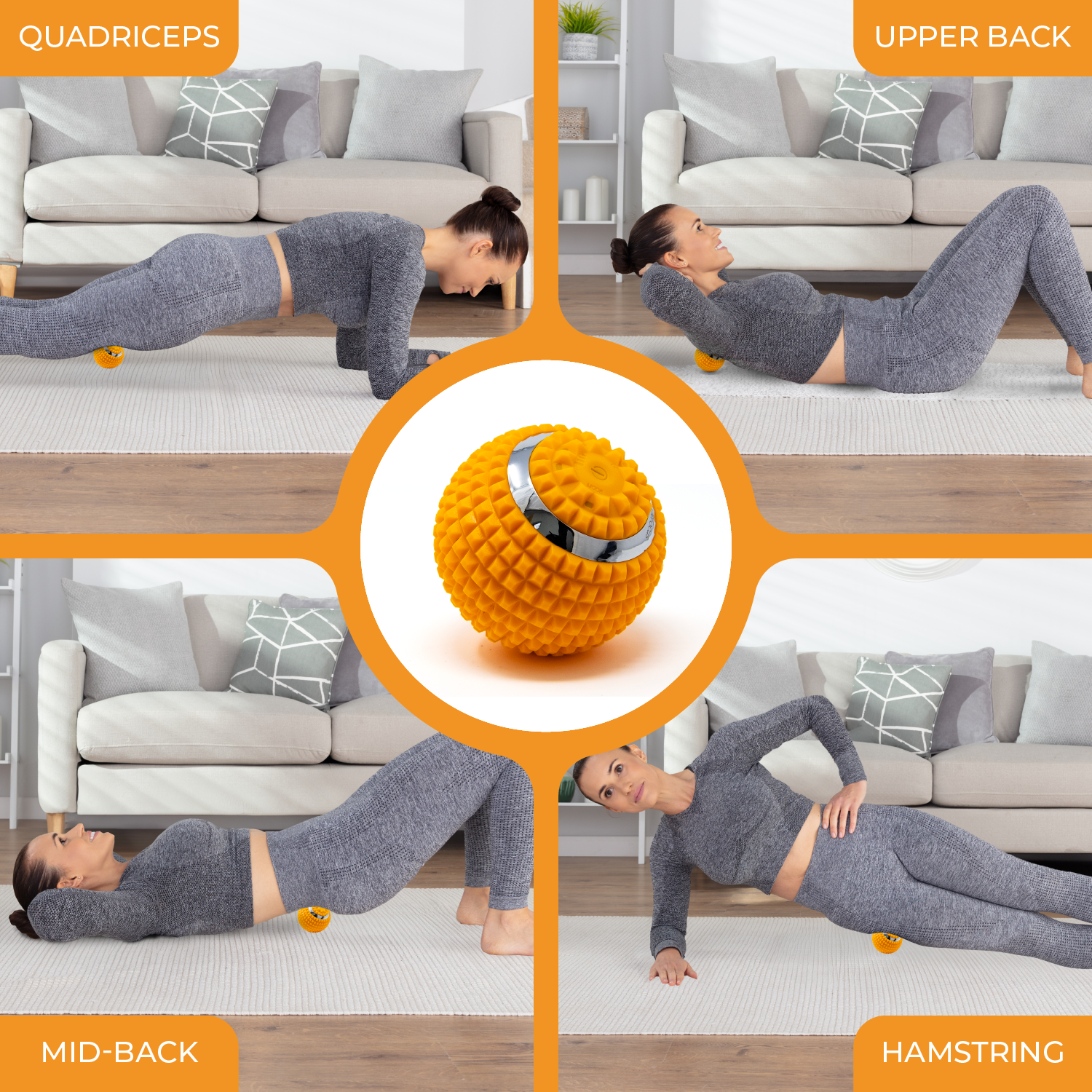LyfeFocus Vibrating Massage Ball for Deep Tissue Muscle Recovery – Orange