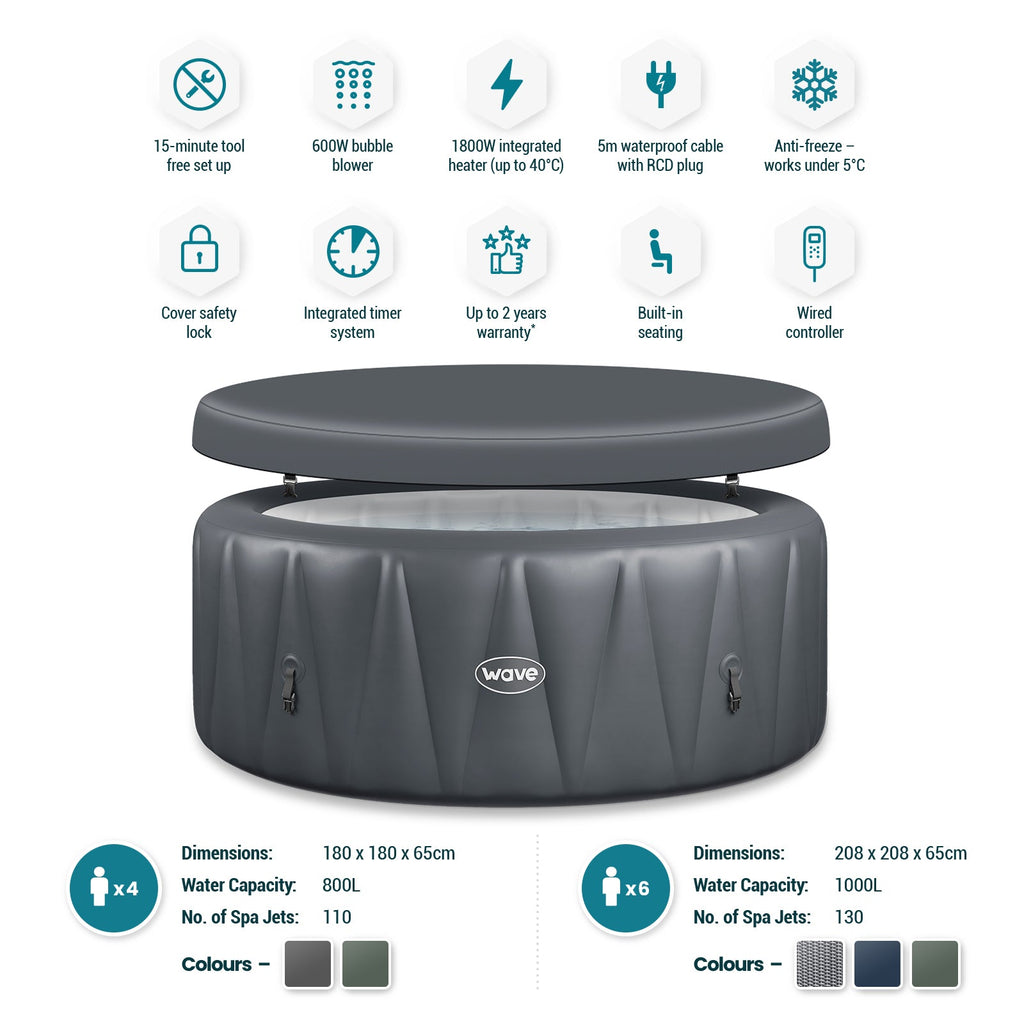 Inflatable Hot Tub with Integrated Heater - WaveSpa Atlantic
