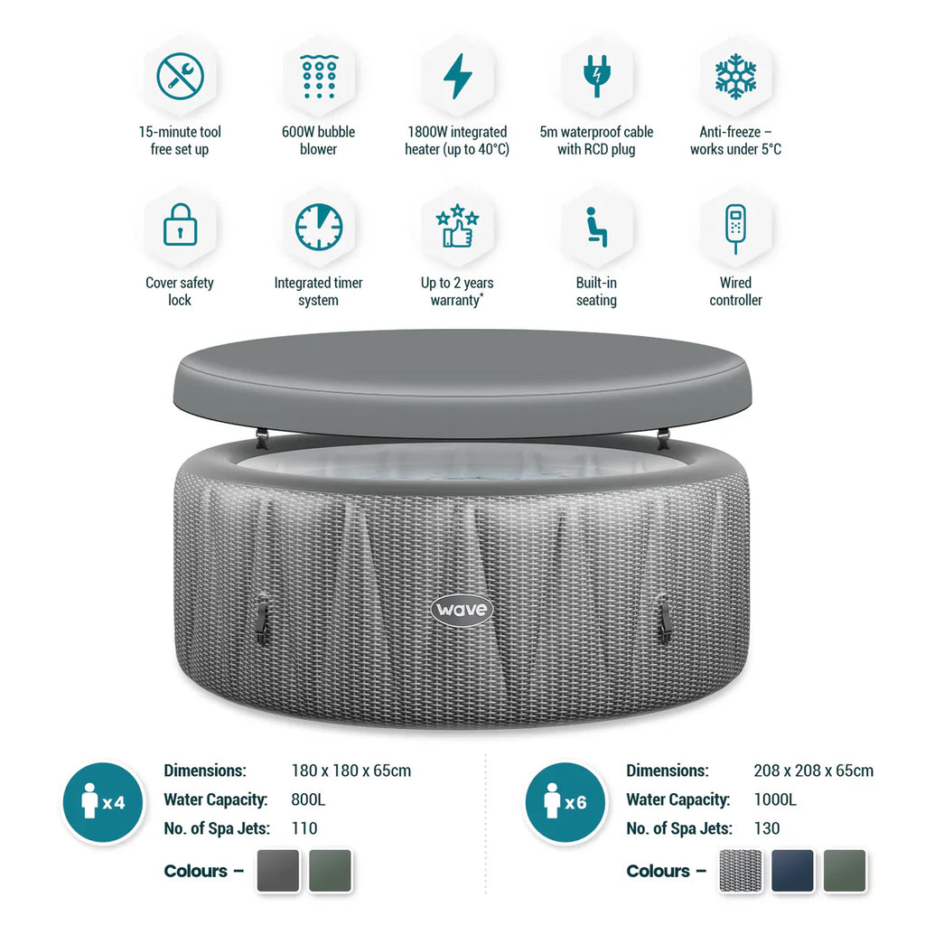 Inflatable Hot Tub with Integrated Heater - WaveSpa Atlantic
