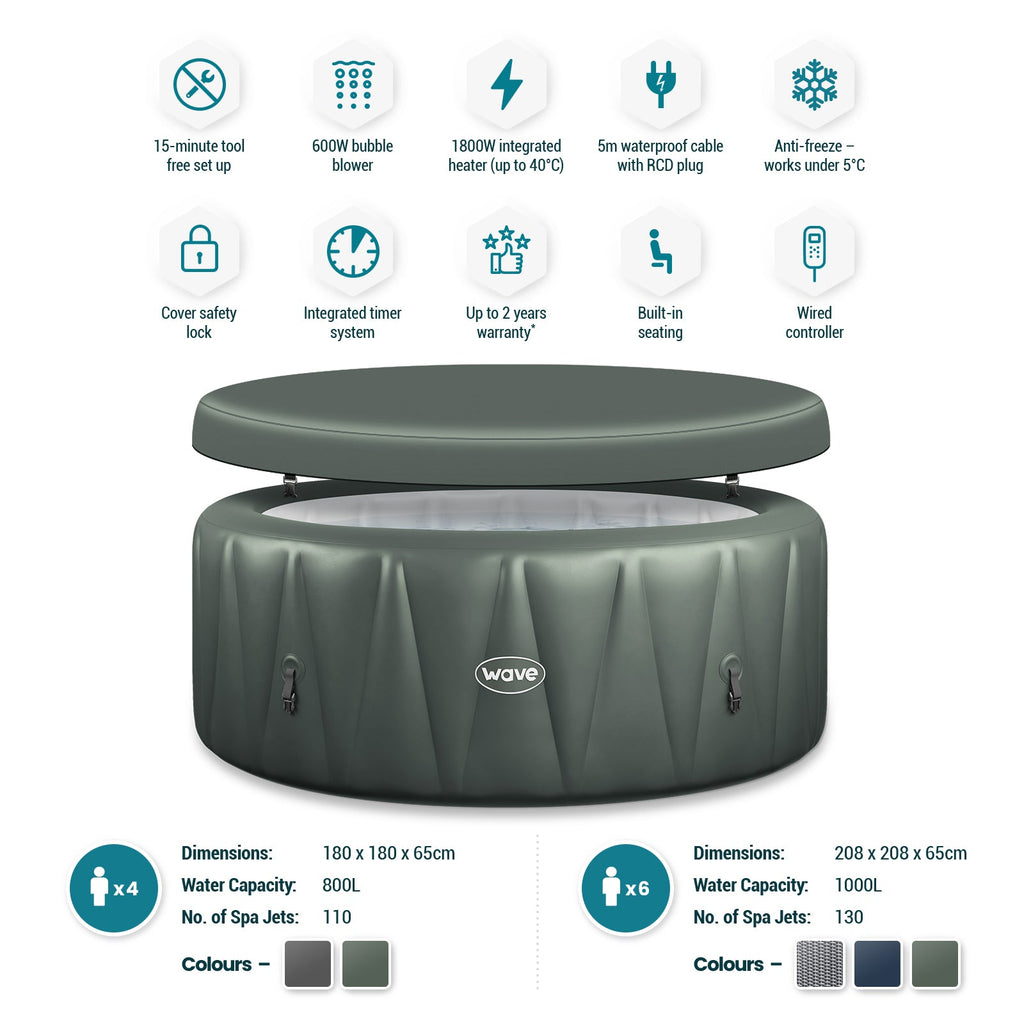 Inflatable Hot Tub with Integrated Heater - WaveSpa Atlantic