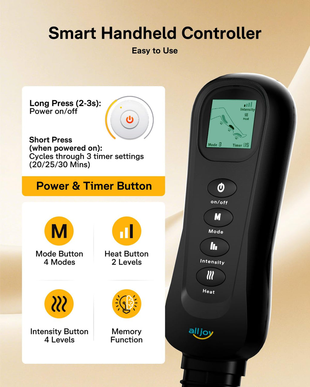 ALLJOY Leg Massager with Heat & Compression, 4 Modes, FSA Eligible