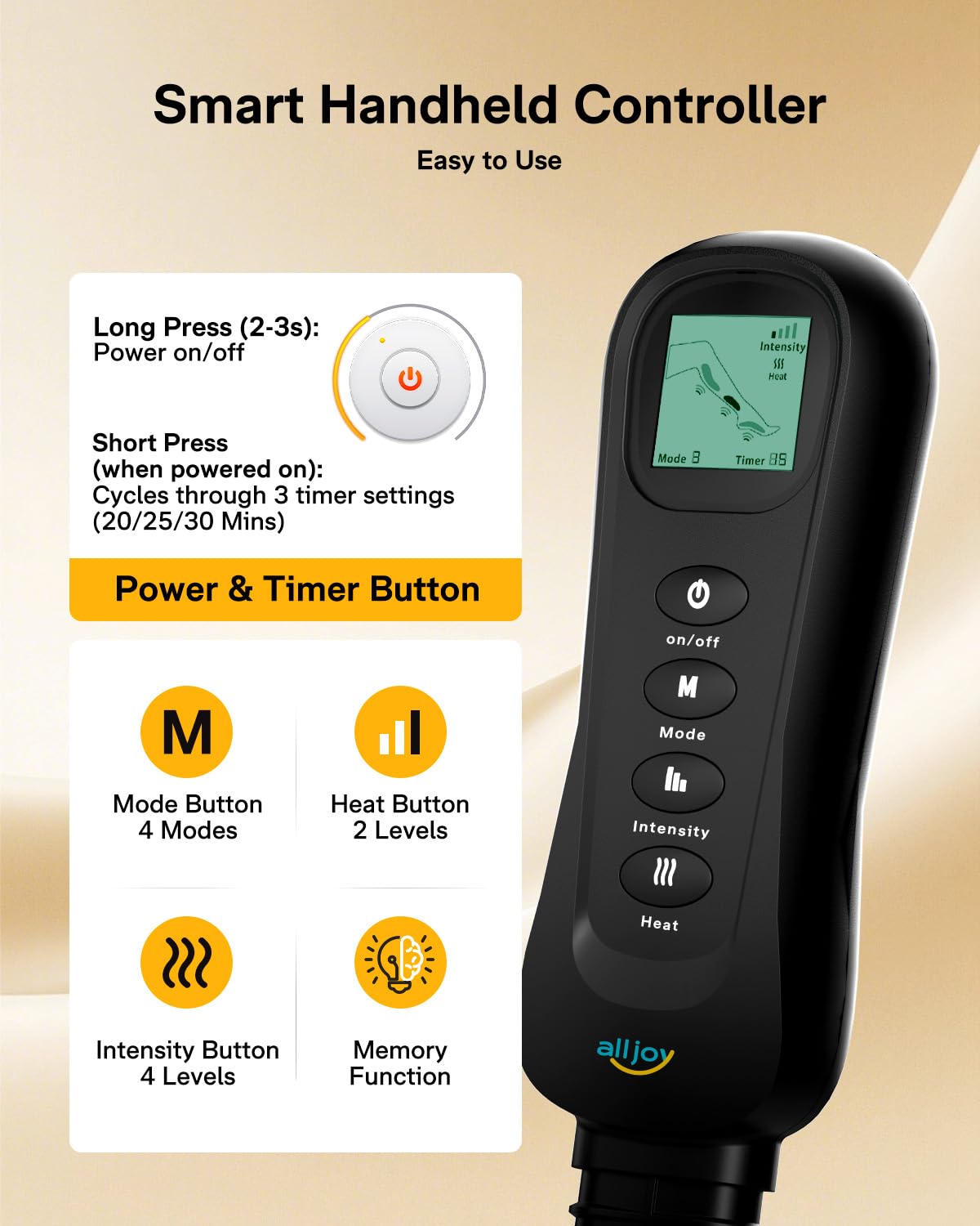 ALLJOY Leg Massager with Heat & Compression, 4 Modes, FSA Eligible