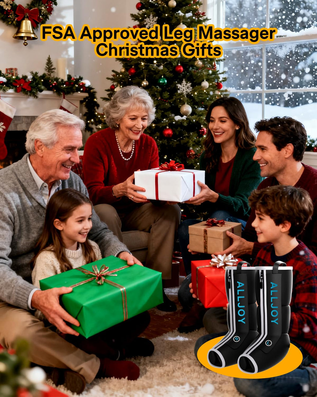 ALLJOY Leg Massager with Heat & Compression, 4 Modes, FSA Eligible
