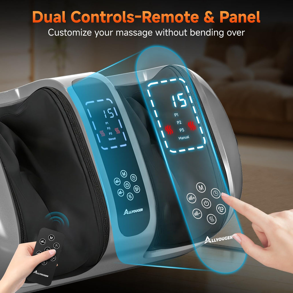 Allyouger Shiatsu Foot Massager with Heat, 5 Intensities & 4 Modes