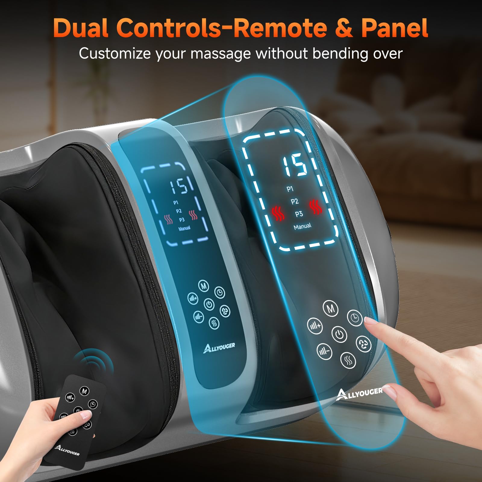 Allyouger Shiatsu Foot Massager with Heat, 5 Intensities & 4 Modes
