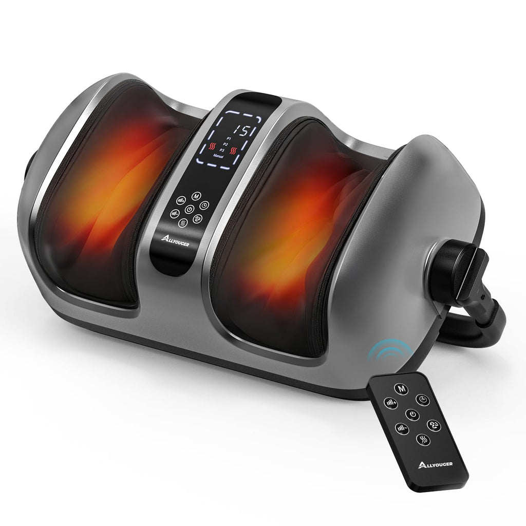 Allyouger Shiatsu Foot Massager with Heat, 5 Intensities & 4 Modes