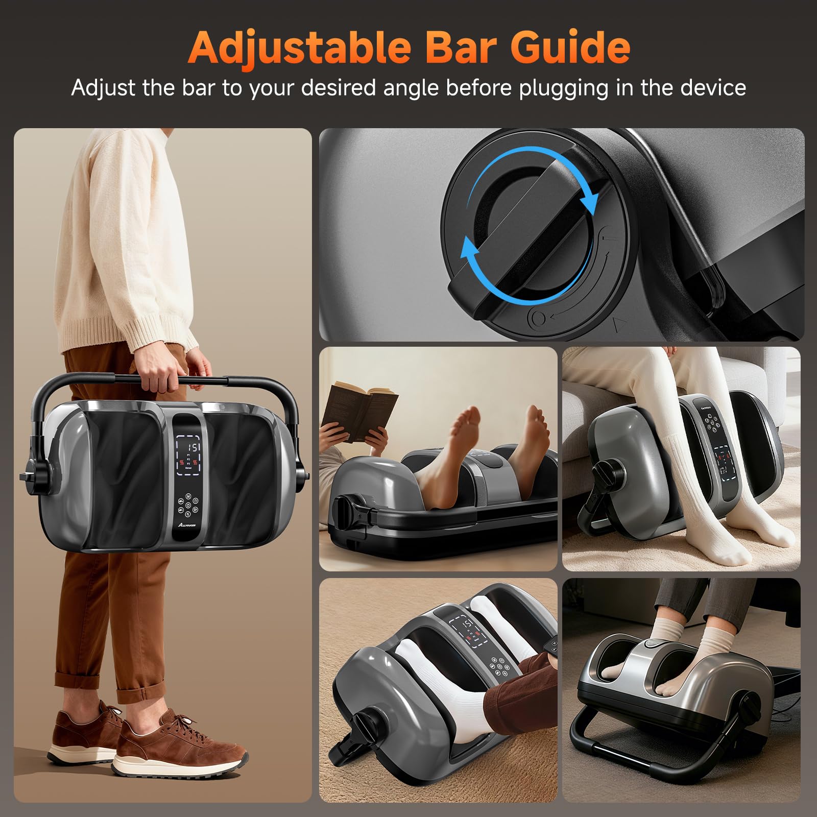 Allyouger Shiatsu Foot Massager with Heat, 5 Intensities & 4 Modes
