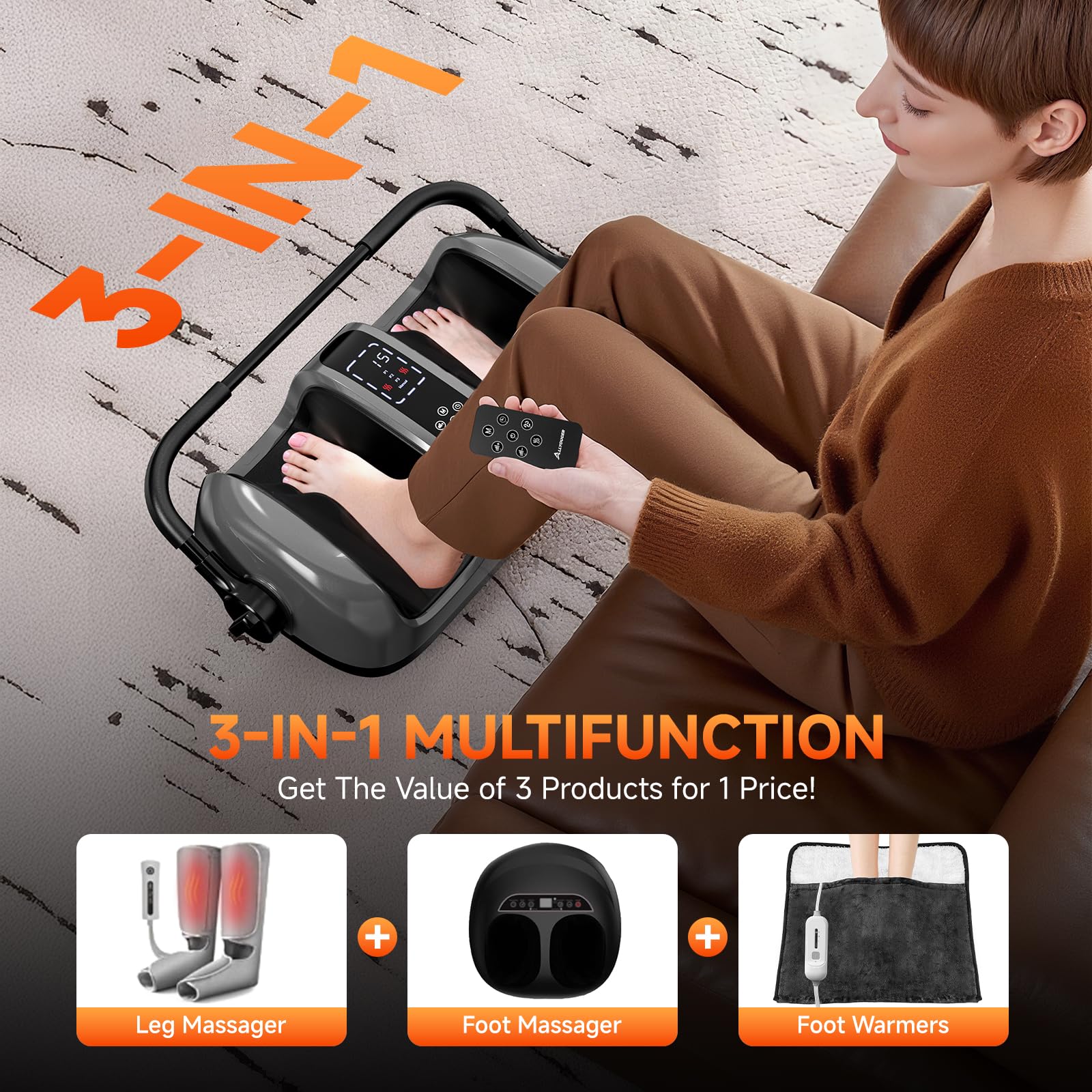 Allyouger Shiatsu Foot Massager with Heat, 5 Intensities & 4 Modes