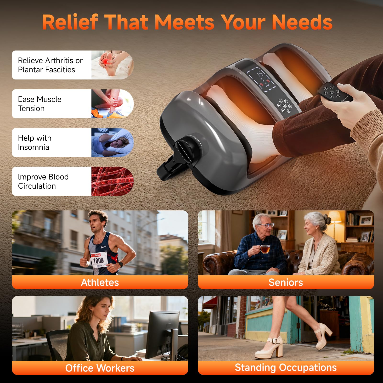 Allyouger Shiatsu Foot Massager with Heat, 5 Intensities & 4 Modes