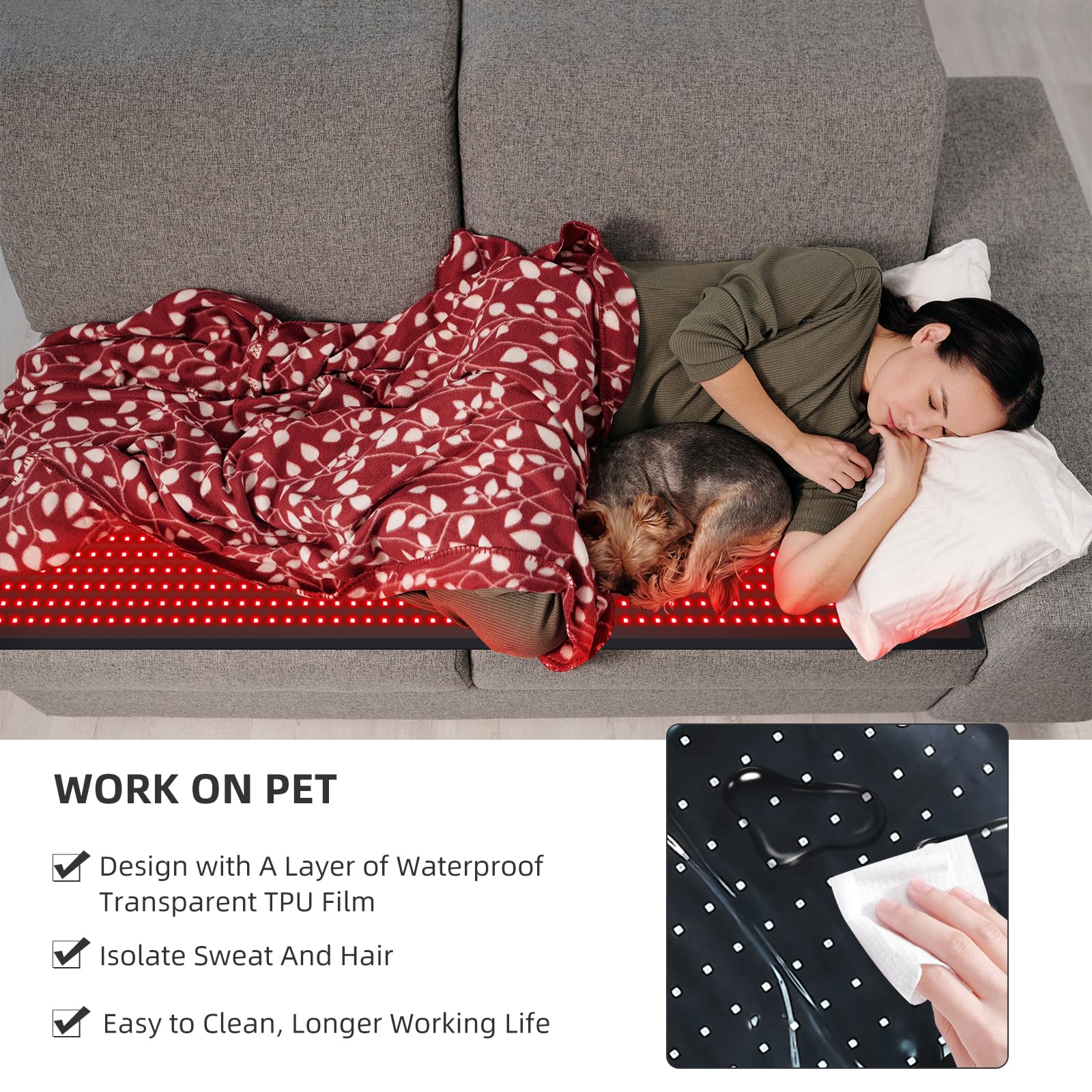 Bonodave Full Body Red Light Therapy Mat - Infrared Blanket, 660nm & 850nm