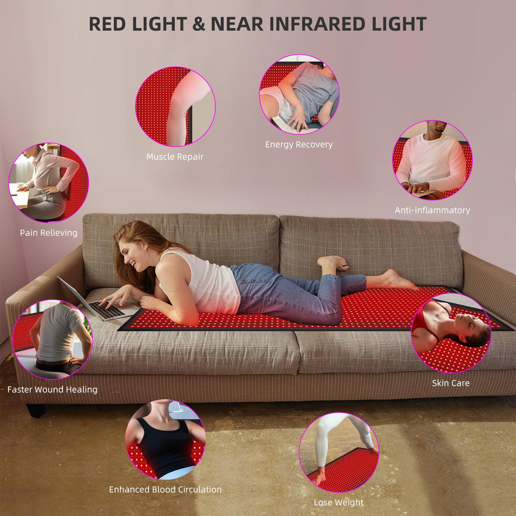 Bonodave Full Body Red Light Therapy Mat - Infrared Blanket, 660nm & 850nm