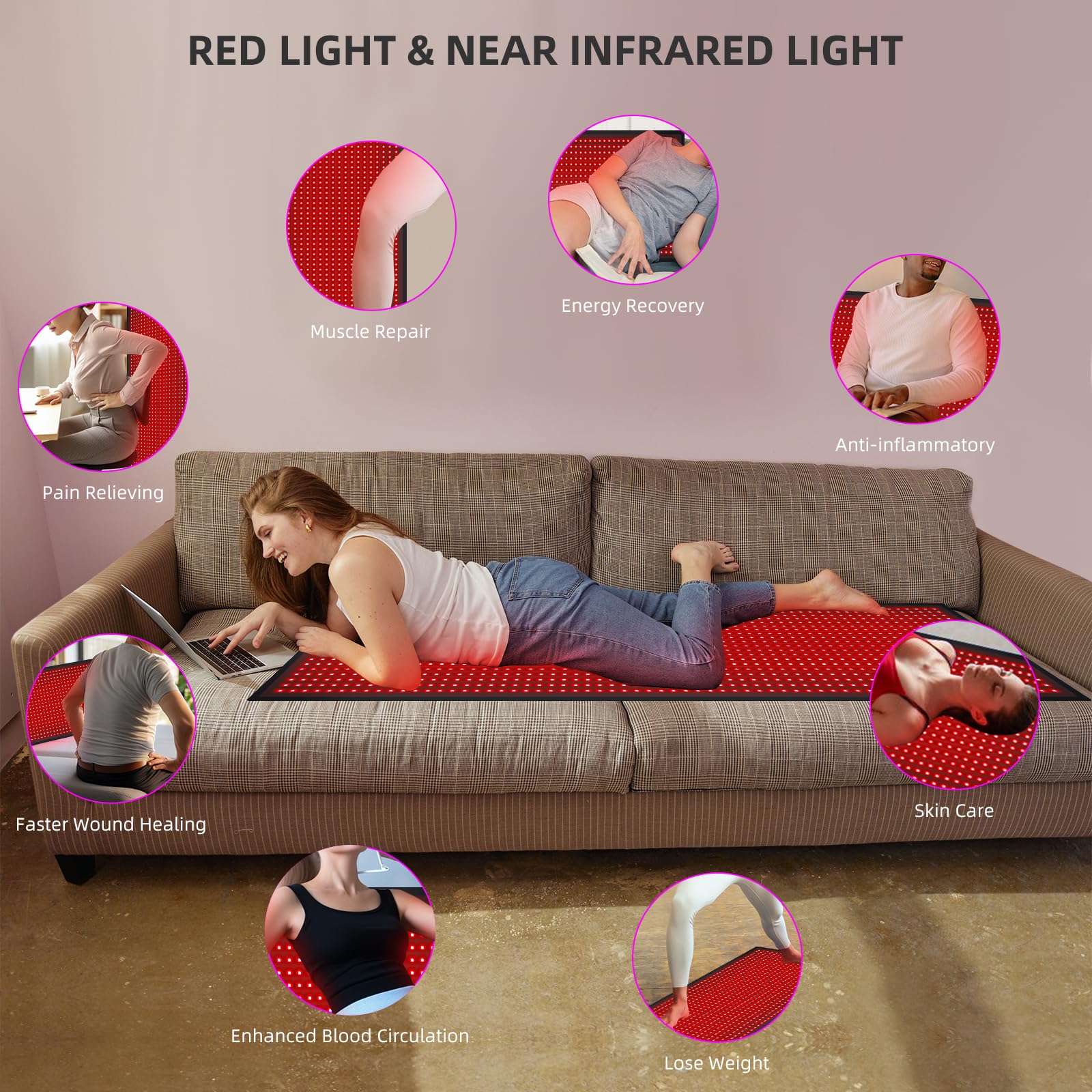 Bonodave Full Body Red Light Therapy Mat - Infrared Blanket, 660nm & 850nm