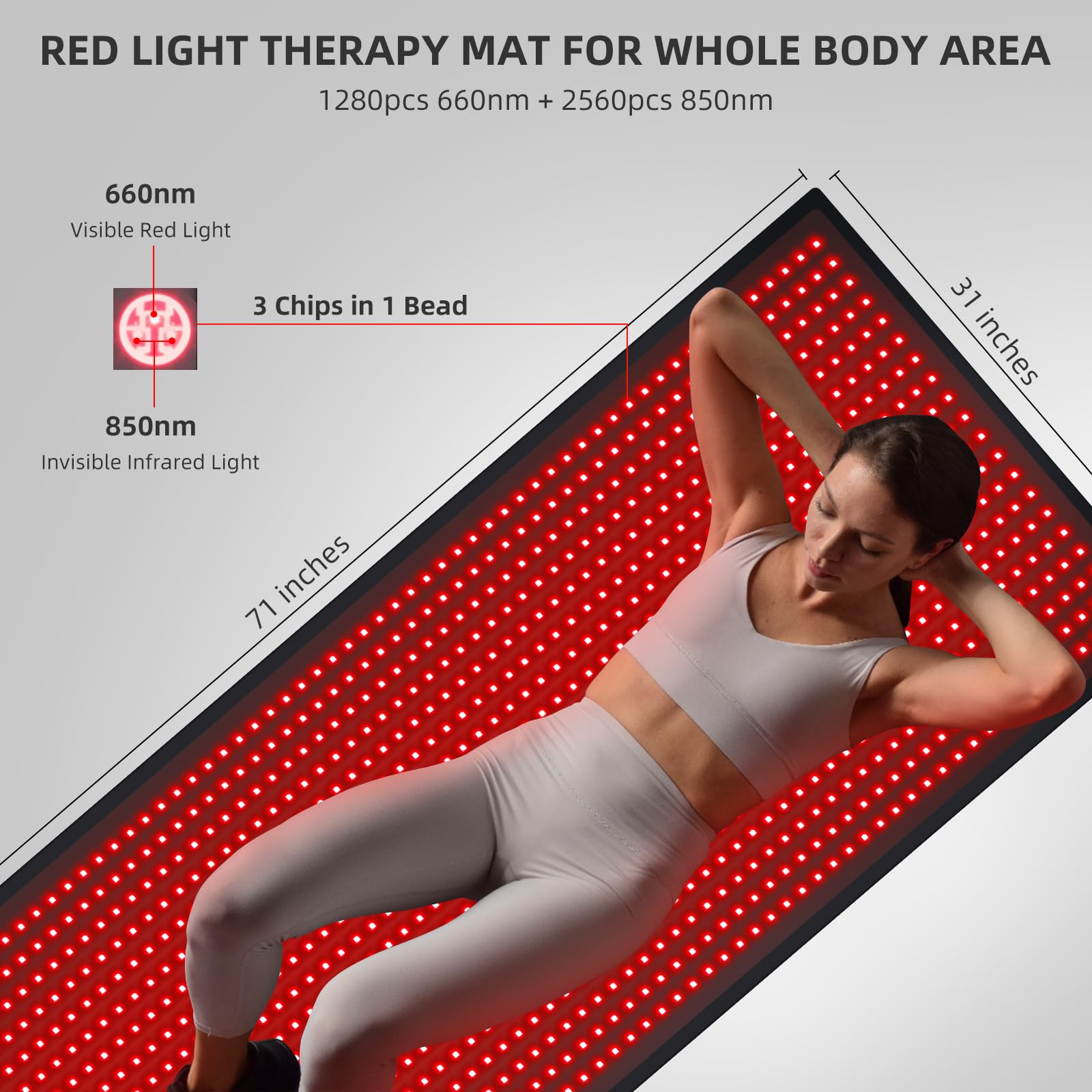 Bonodave Full Body Red Light Therapy Mat - Infrared Blanket, 660nm & 850nm