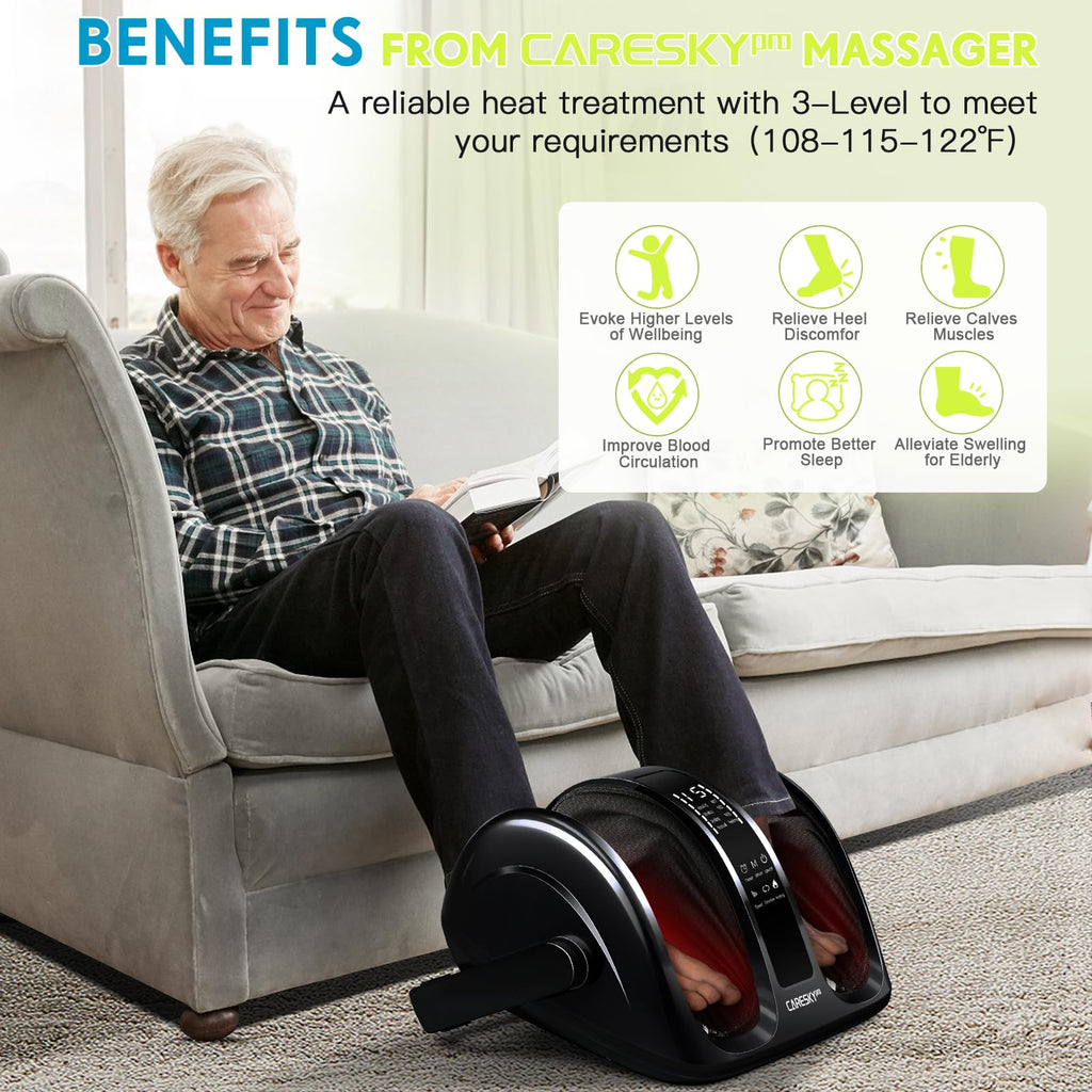 CARESKYpro Deep Kneading Foot Massager with Heat Therapy for Circulation