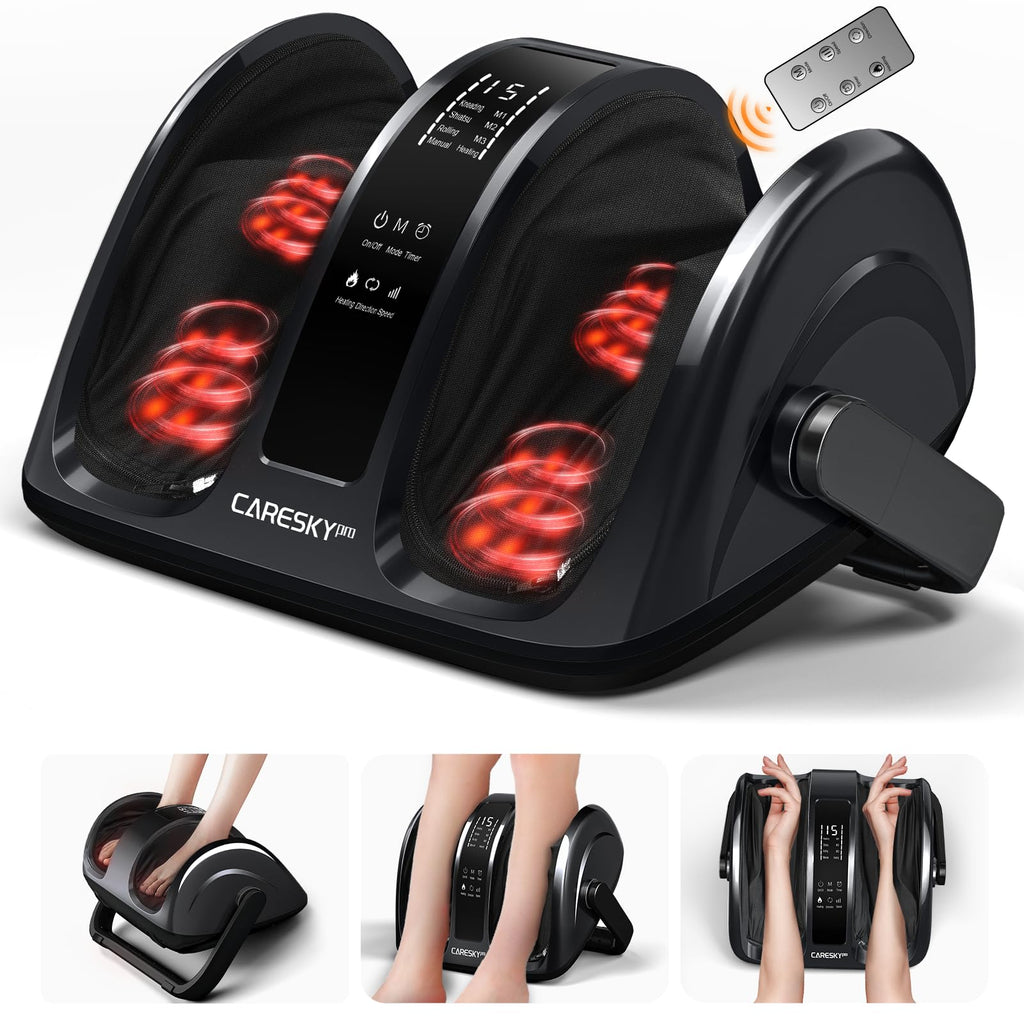 CARESKYpro Deep Kneading Foot Massager with Heat Therapy for Circulation