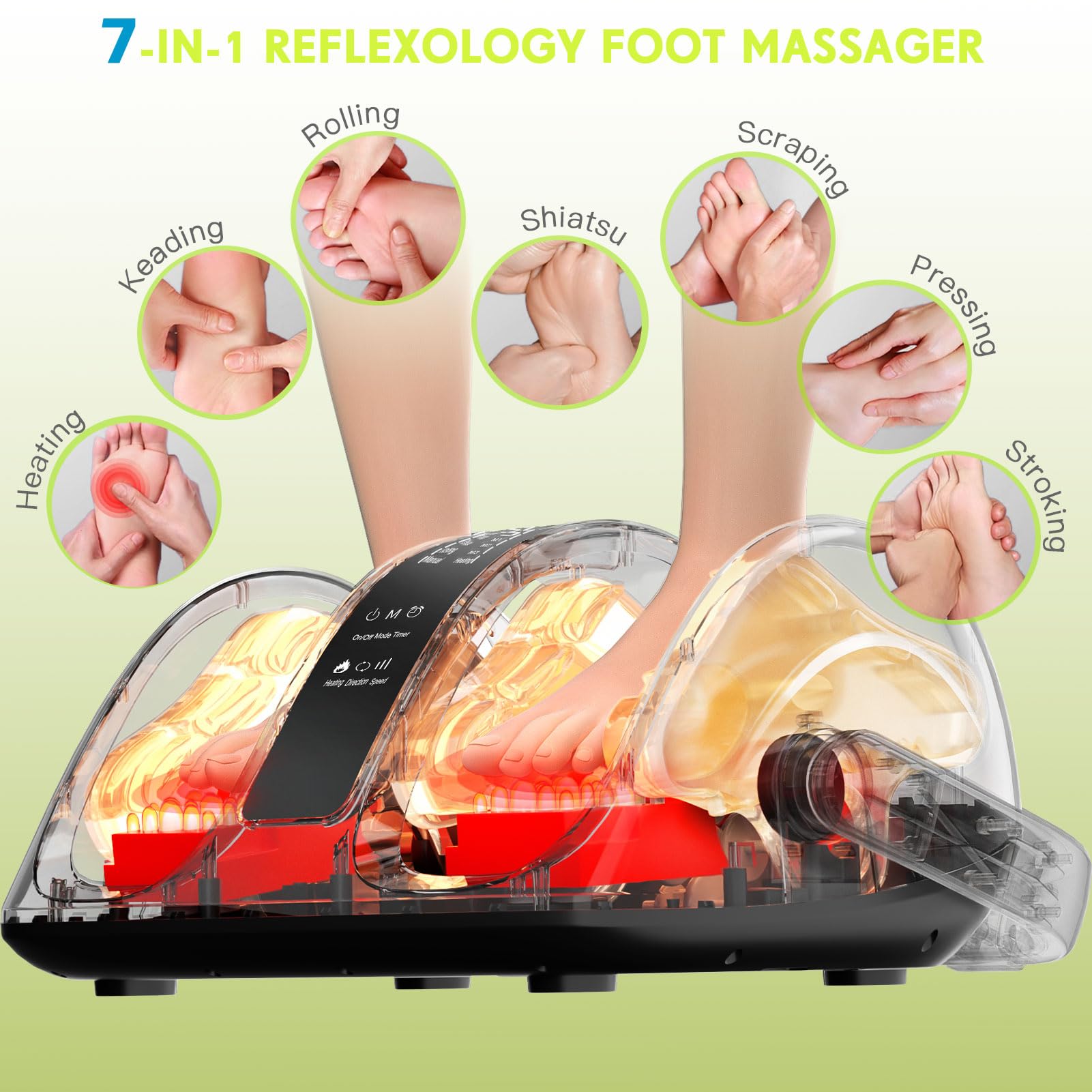 CARESKYpro Deep Kneading Foot Massager with Heat Therapy for Circulation