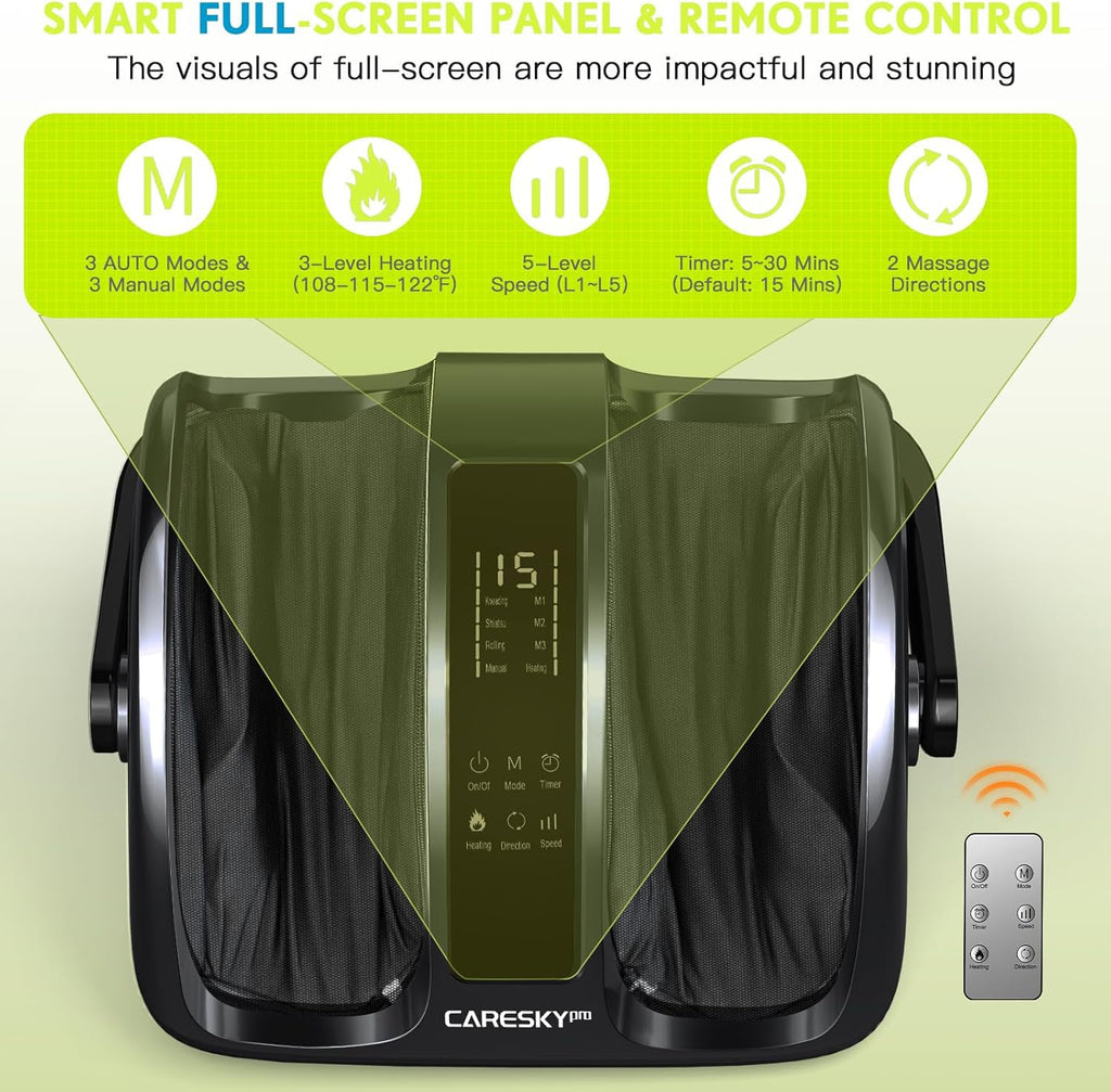 CARESKYpro Deep Kneading Foot Massager with Heat Therapy for Circulation